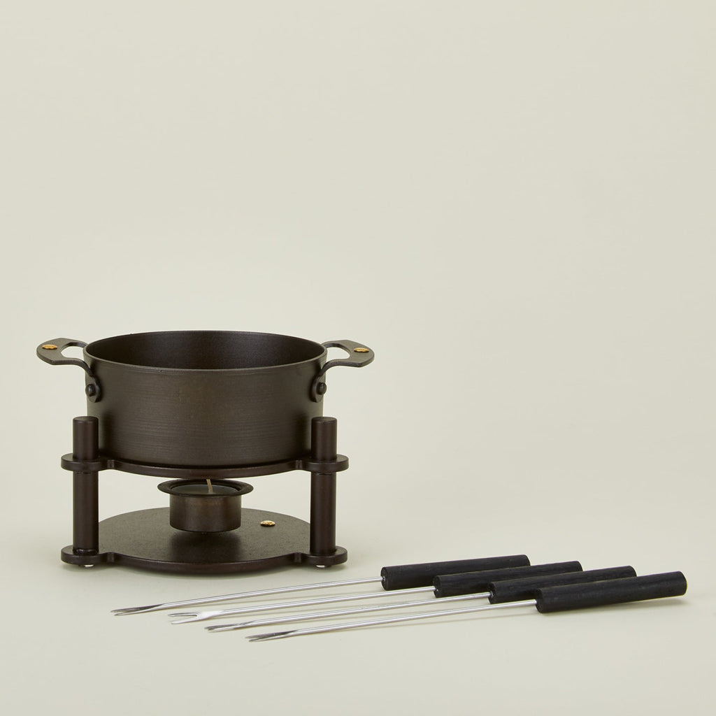 Spun Iron Fondue Pot