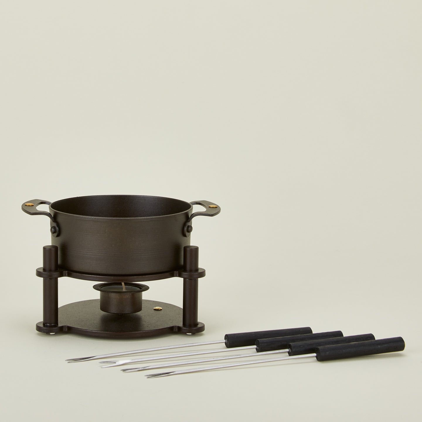 Spun Iron Fondue Pot