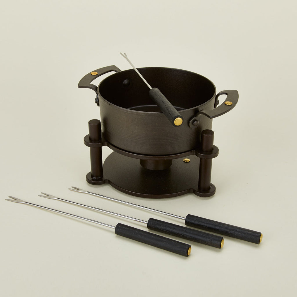 Spun Iron Fondue Pot
