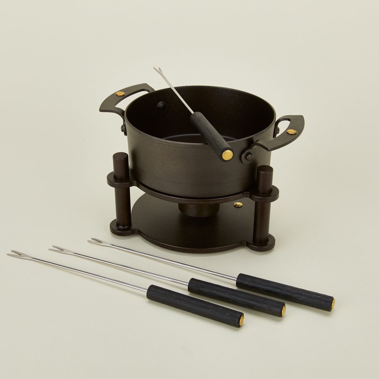 Spun Iron Fondue Pot