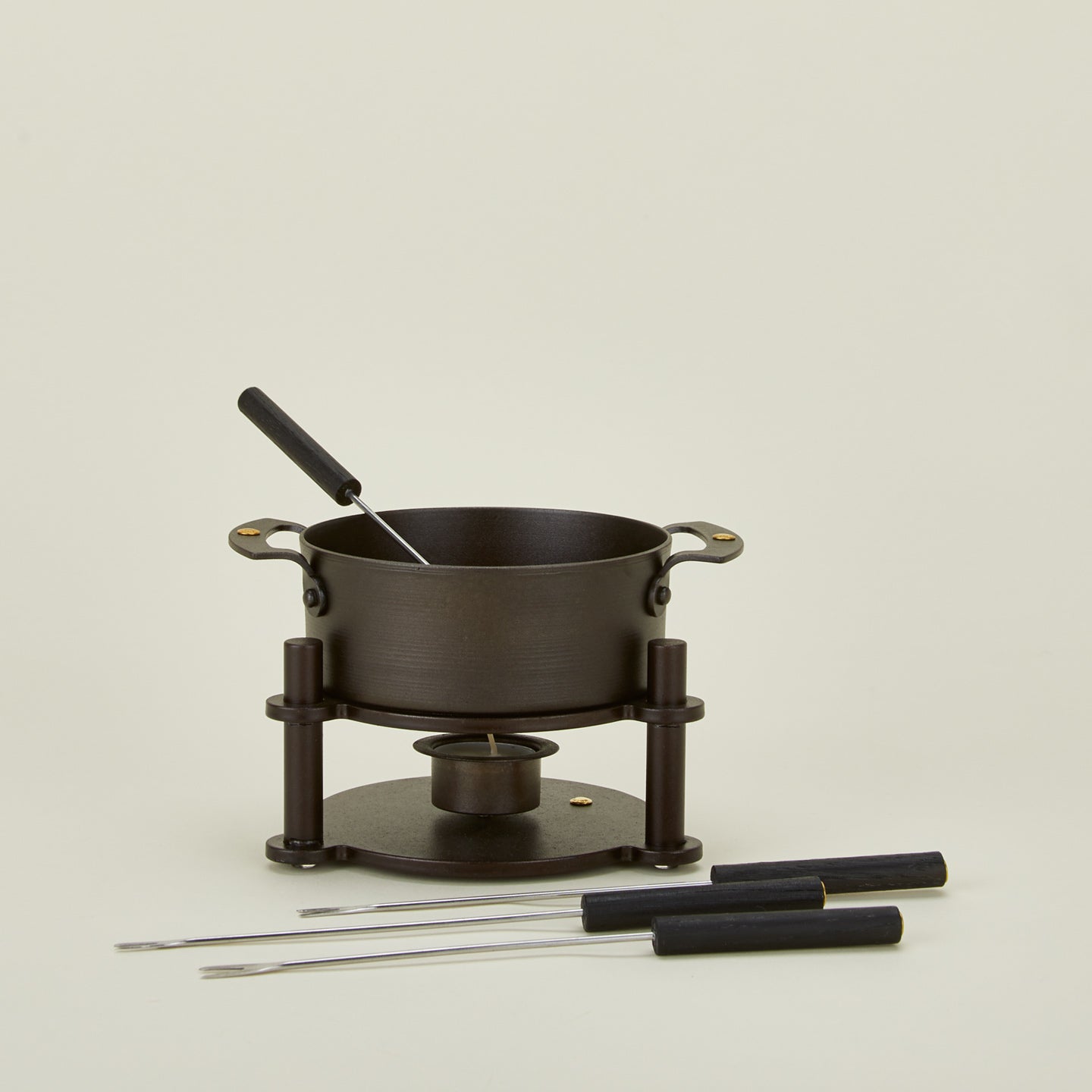 Spun Iron Fondue Pot