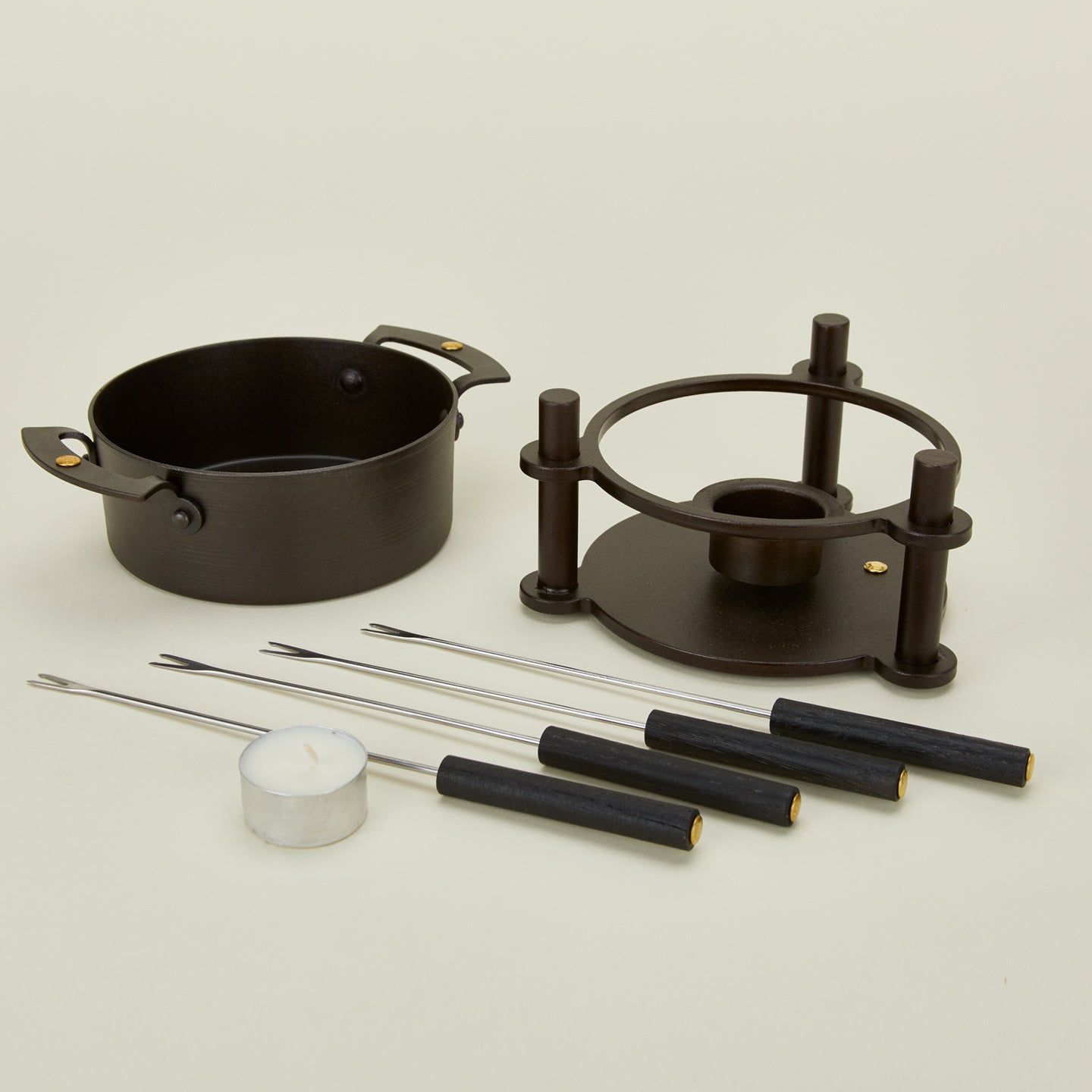 Spun Iron Fondue Pot