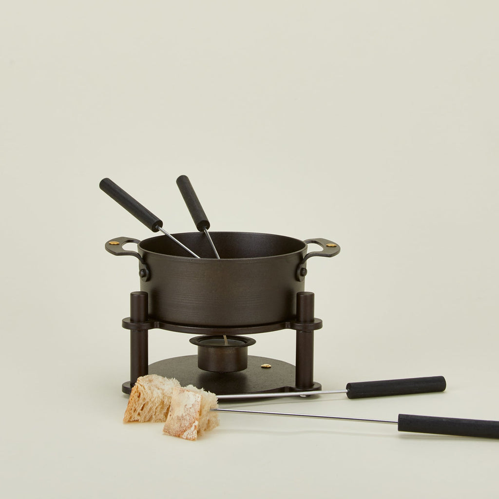 Spun Iron Fondue Pot