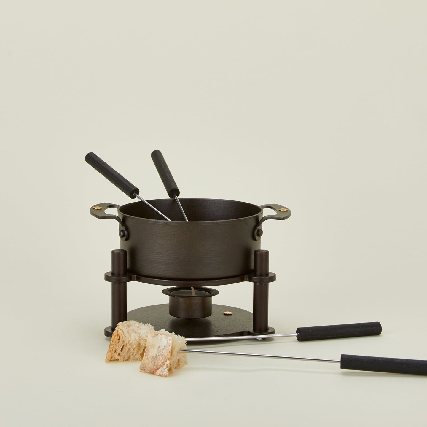 Spun Iron Fondue Pot