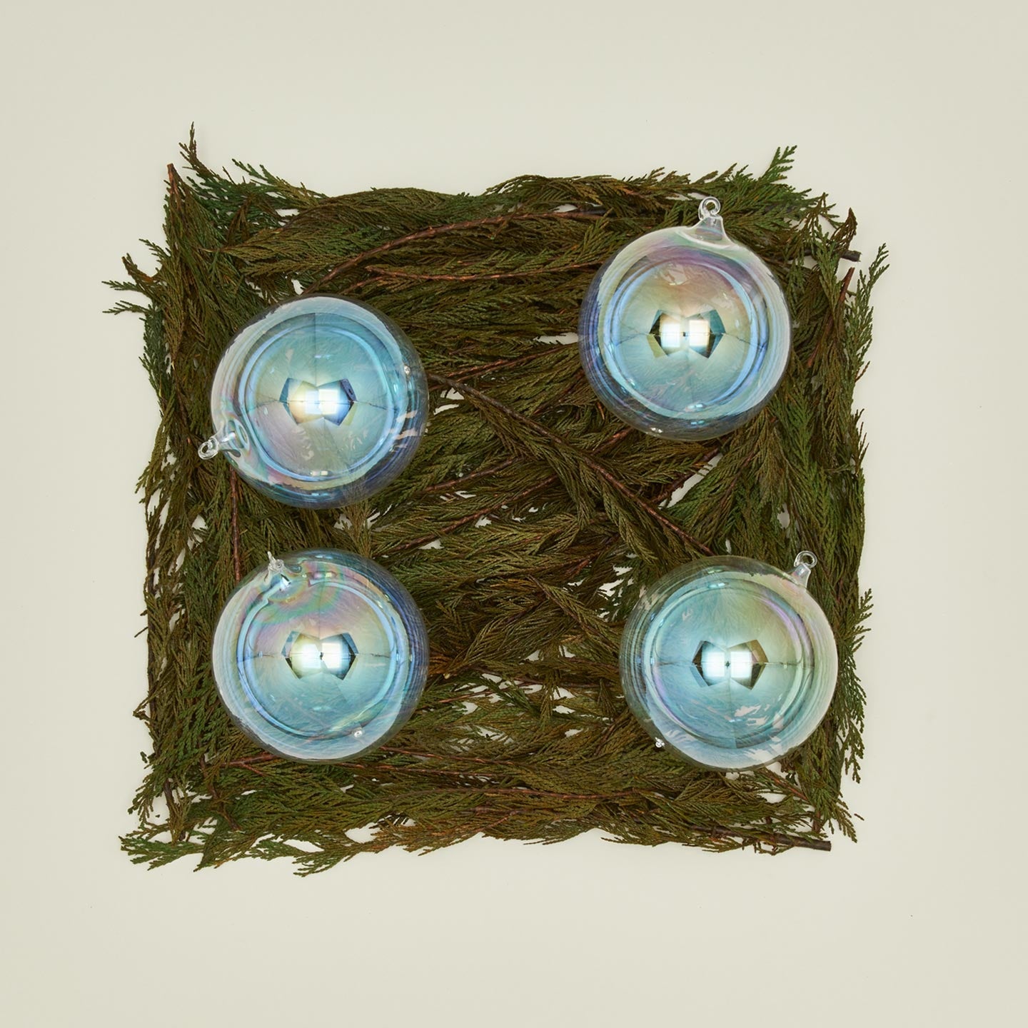 Large Glass Ornament Set - Iridescent