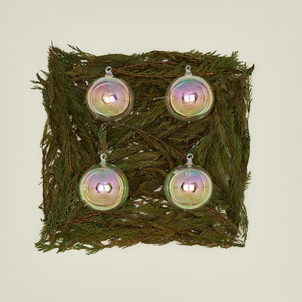 Medium Glass Ornament Set - Iridescent
