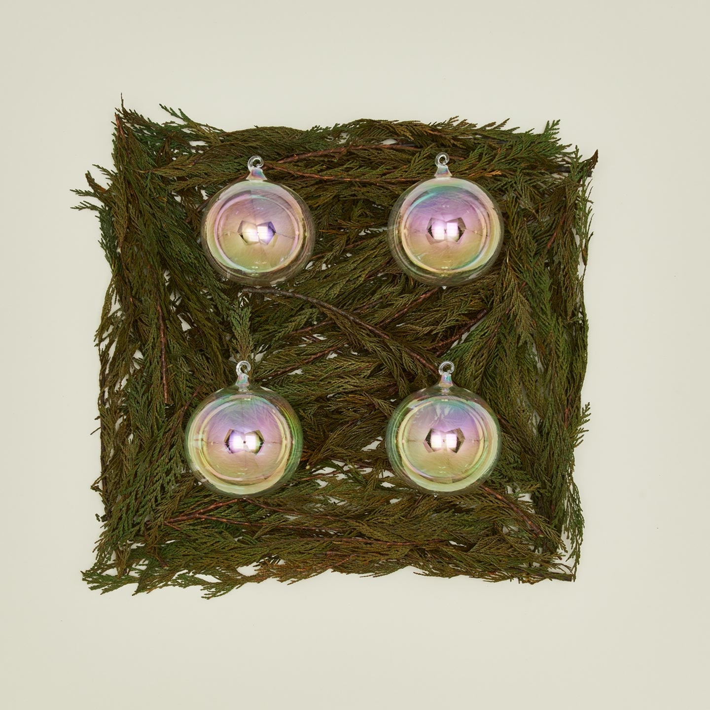 Medium Glass Ornament Set - Iridescent