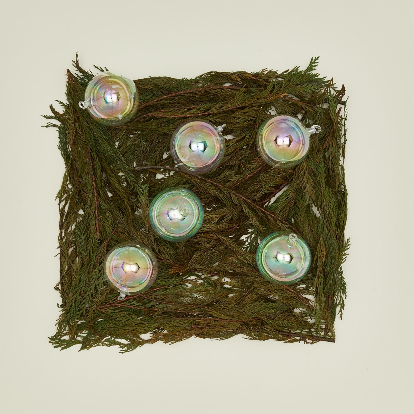 Small Glass Ornament Set - Iridescent