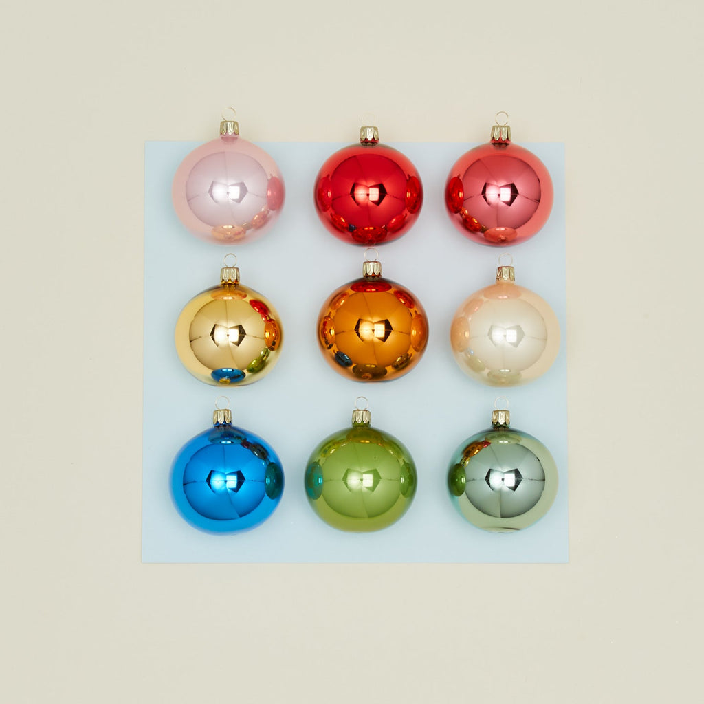 Multicolor Small Glass Ornament, Set of 9