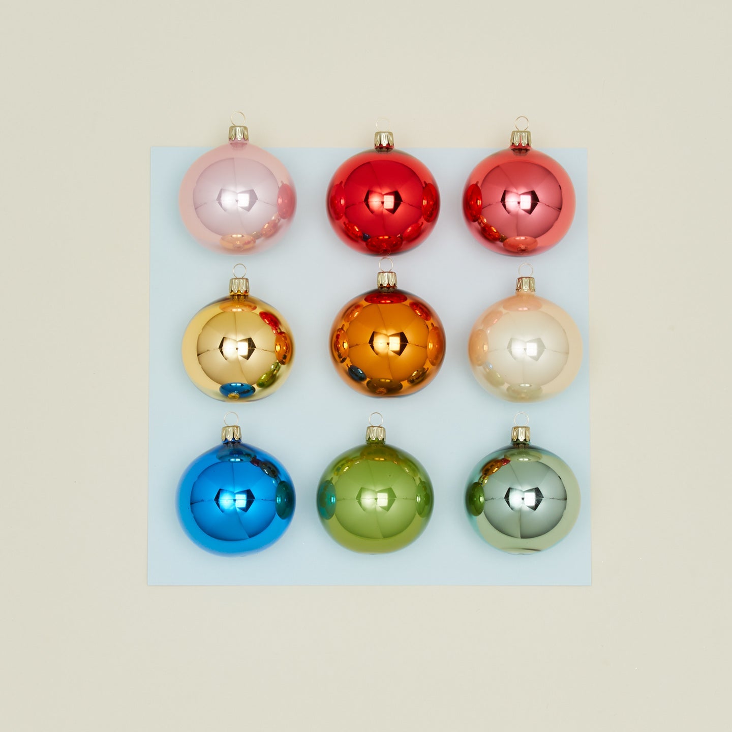 Multicolor Small Glass Ornament, Set of 9