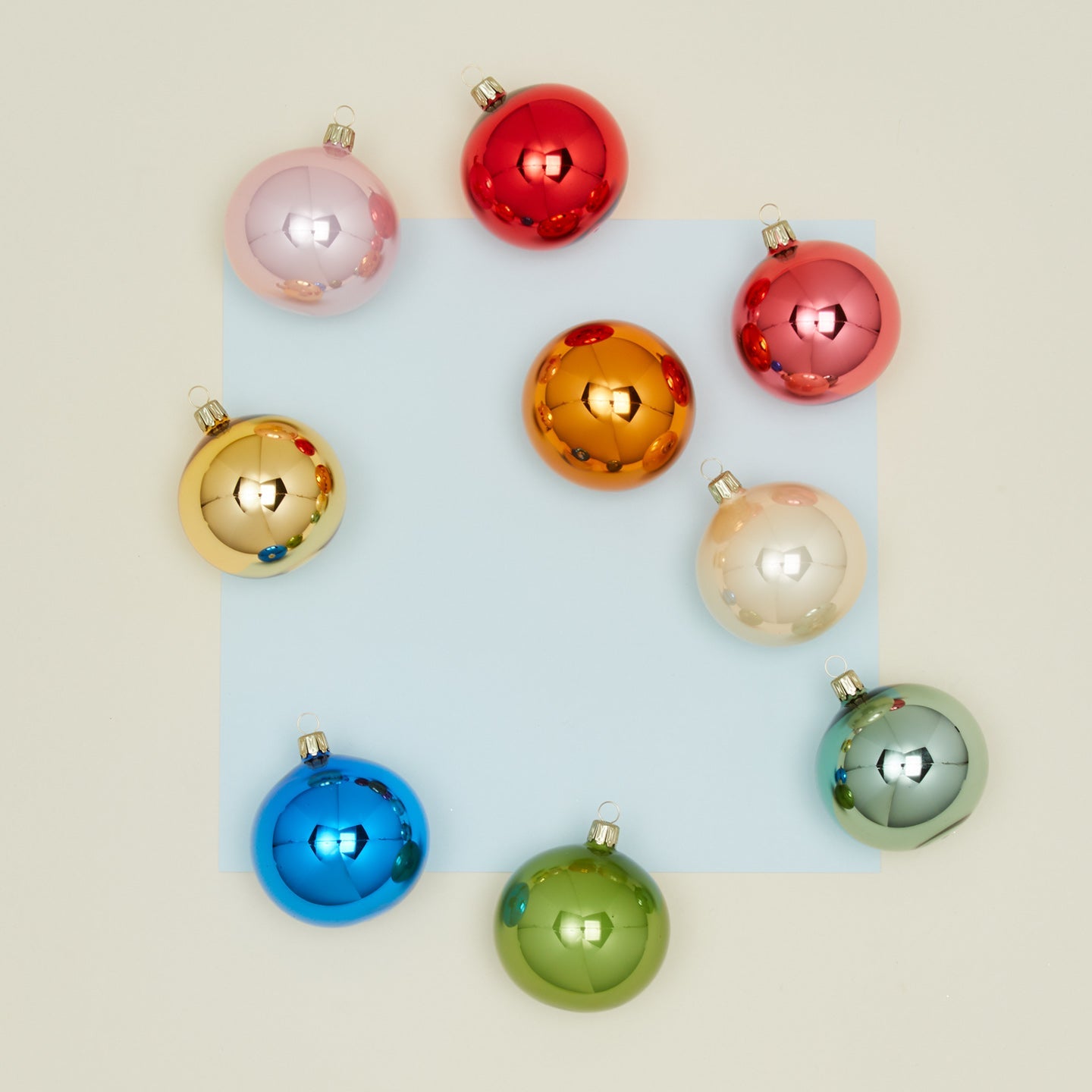 Multicolor Small Glass Ornament, Set of 9