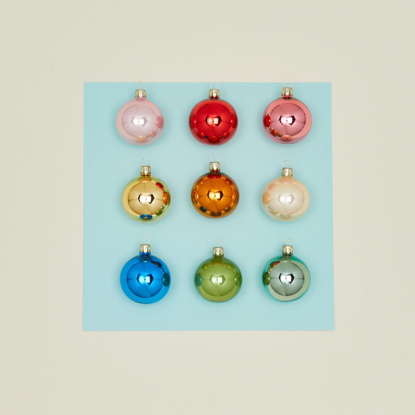 Multicolor Extra Small Glass Ornament, Set of 9