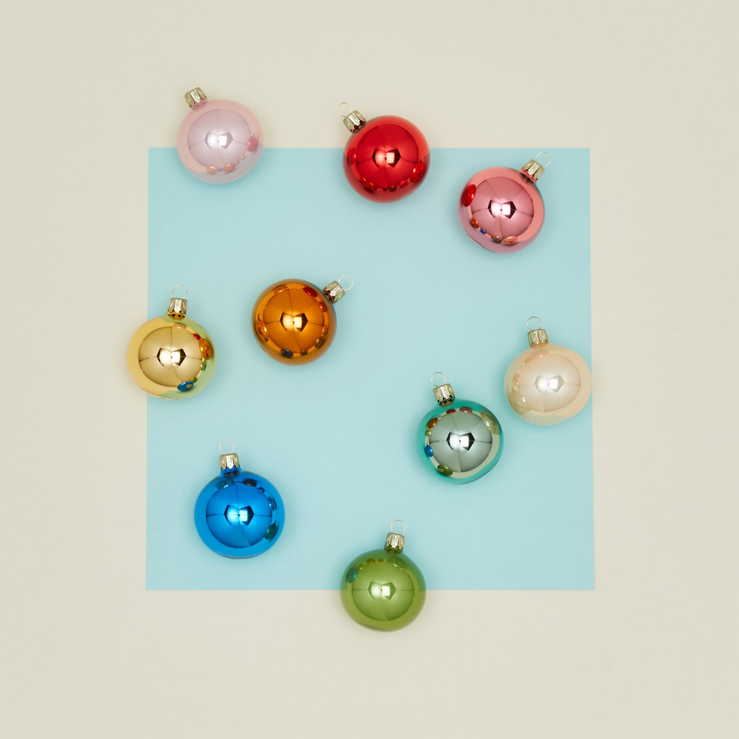 Multicolor Extra Small Glass Ornament, Set of 9