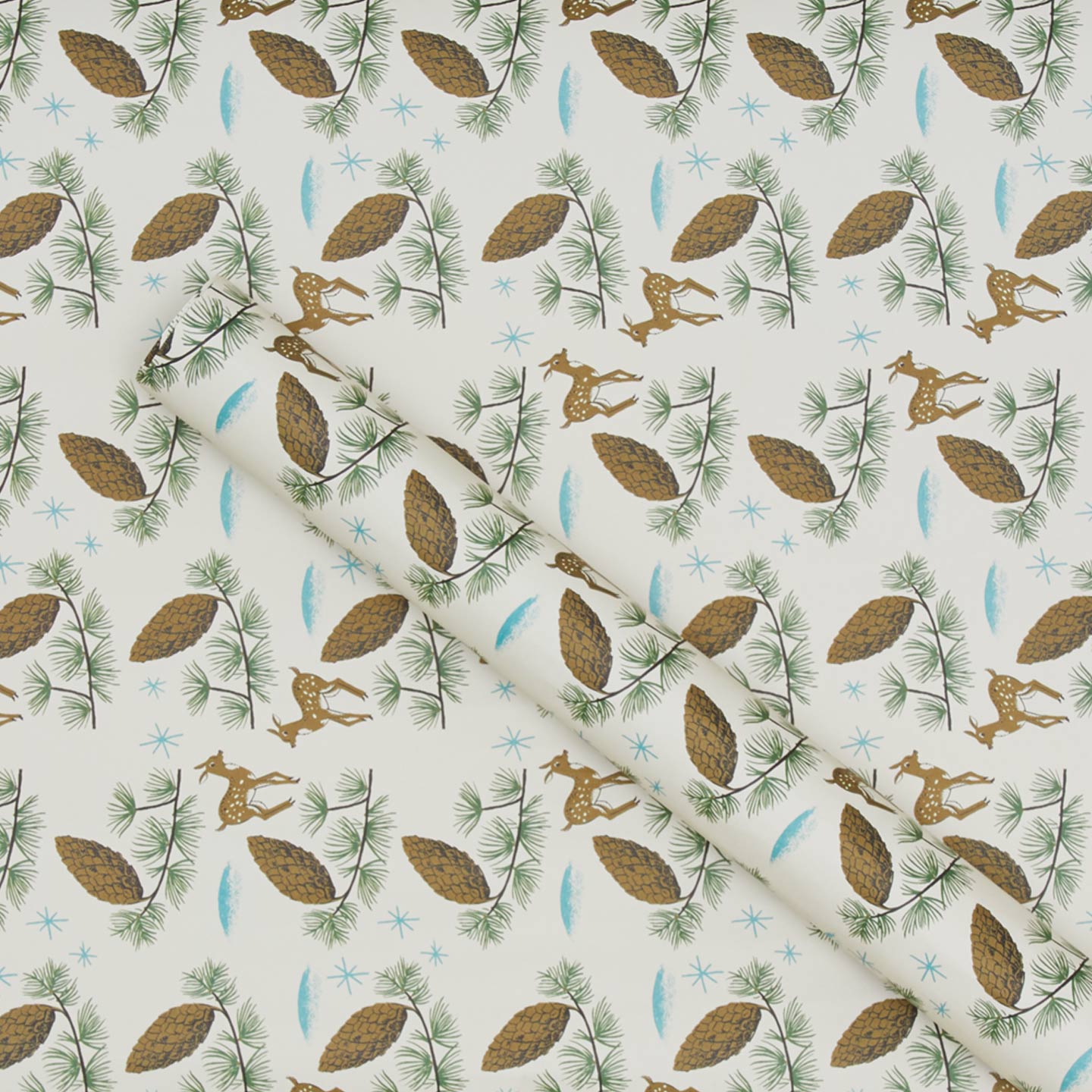 Deer + Pine Cones Wrapping Paper