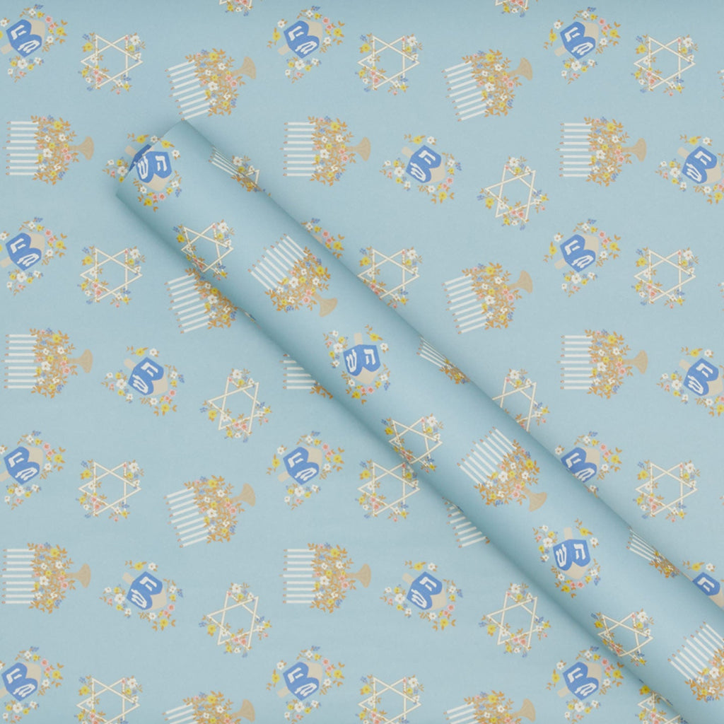 Floral Menorah Wrapping Paper