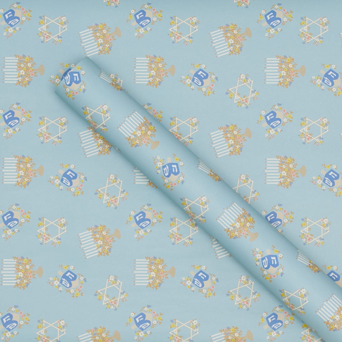 Floral Menorah Wrapping Paper