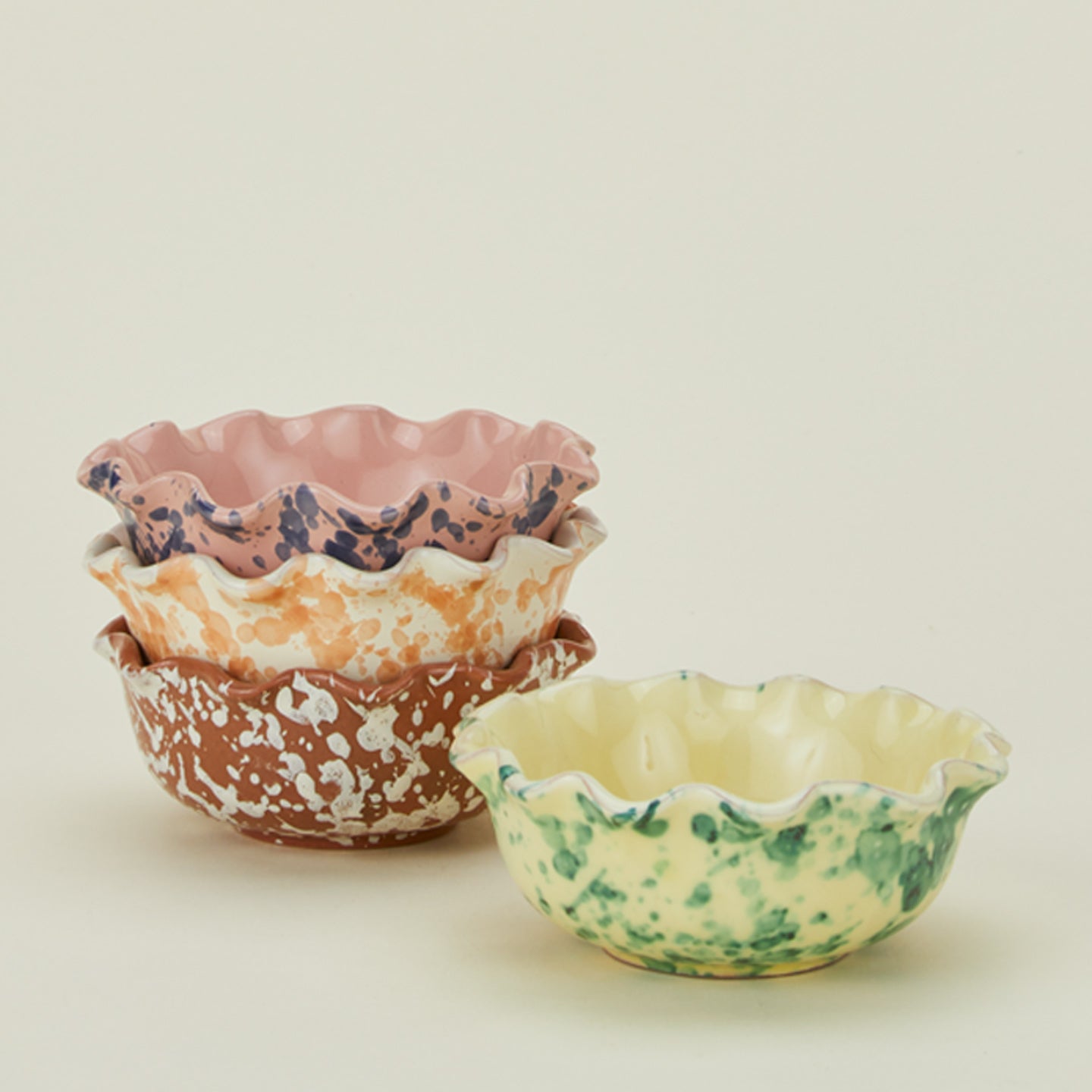 Splatter Scallop Bowl - Terracotta/Cream