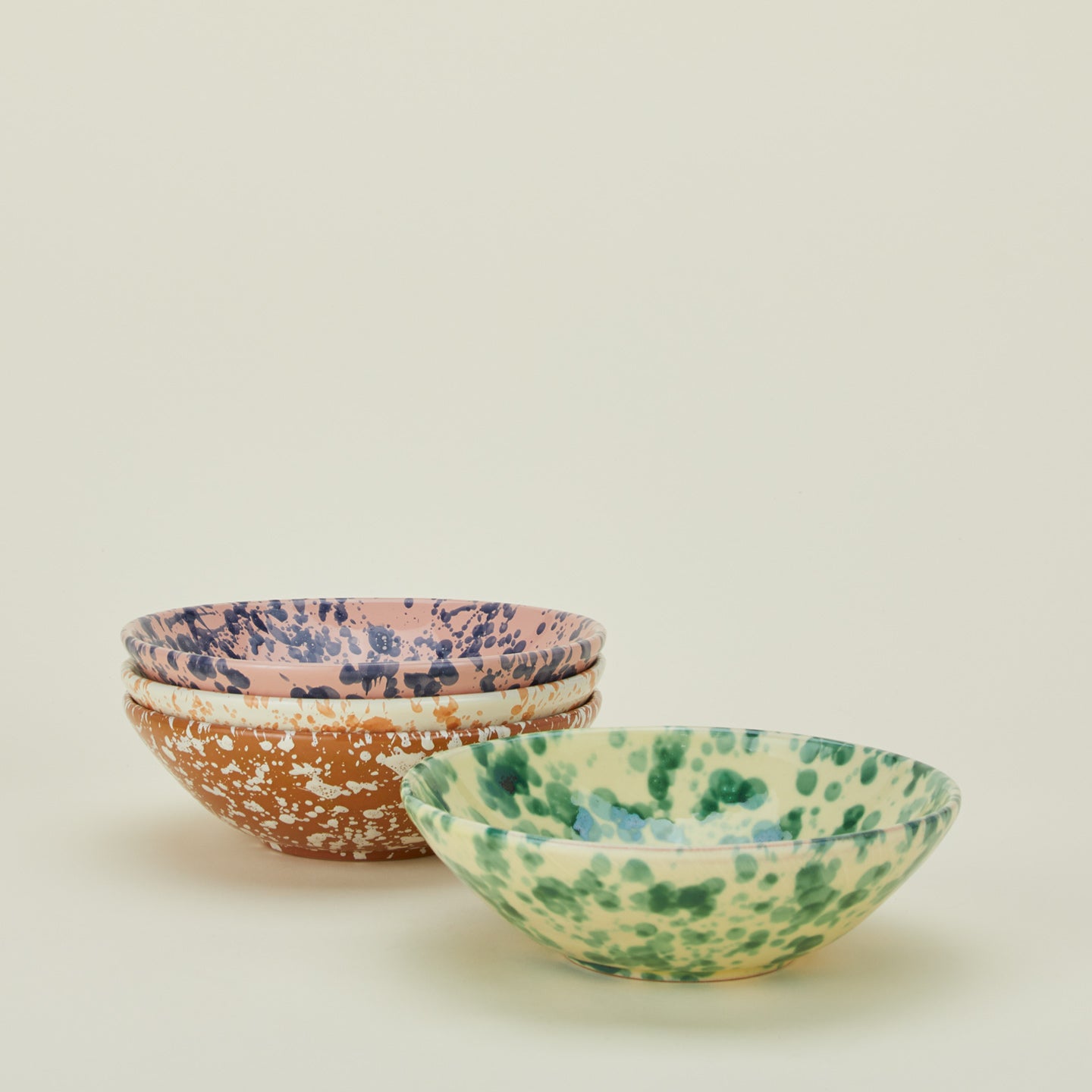 Splatter Low Bowl - Terracotta/Cream