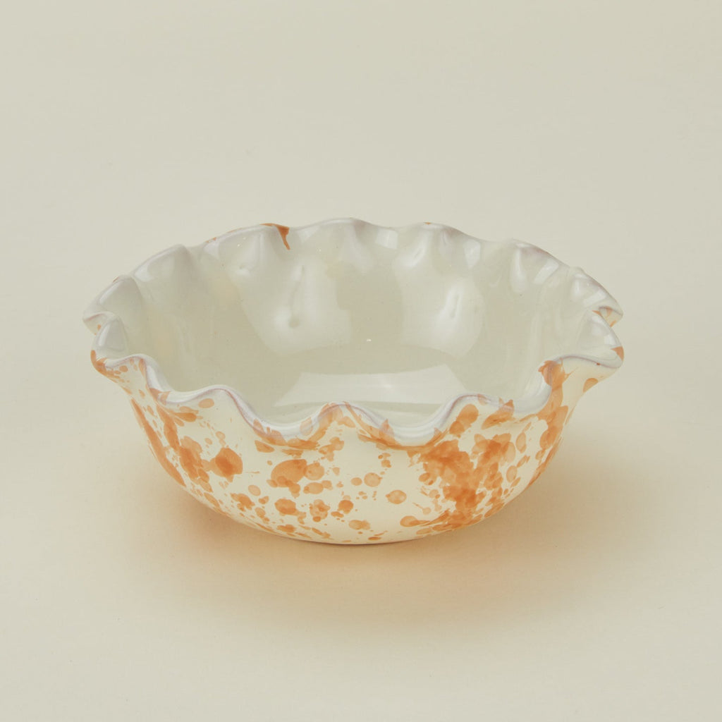 Splatter Scallop Bowl - Tan/Ivory