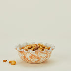 Splatter Scallop Bowl - Tan/Ivory