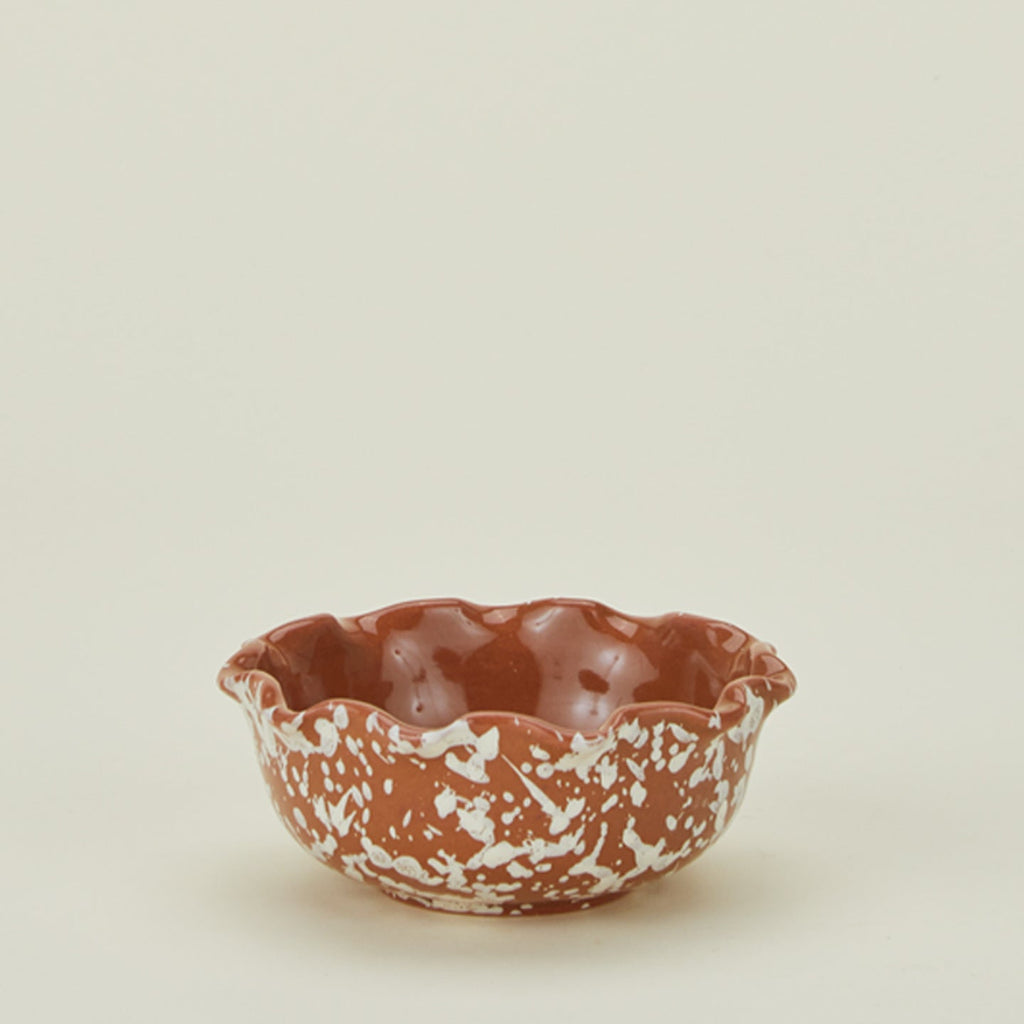 Splatter Scallop Bowl - Terracotta/Cream