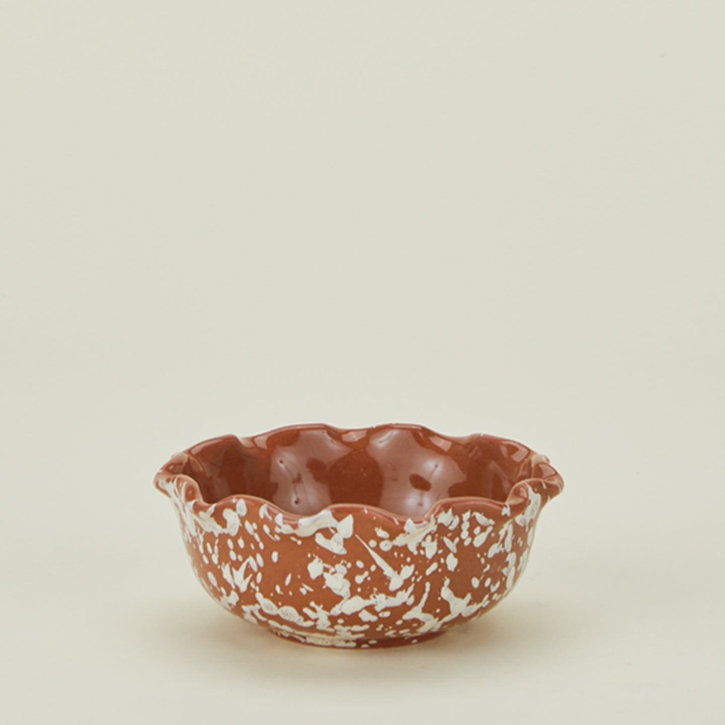 Splatter Scallop Bowl - Terracotta/Cream