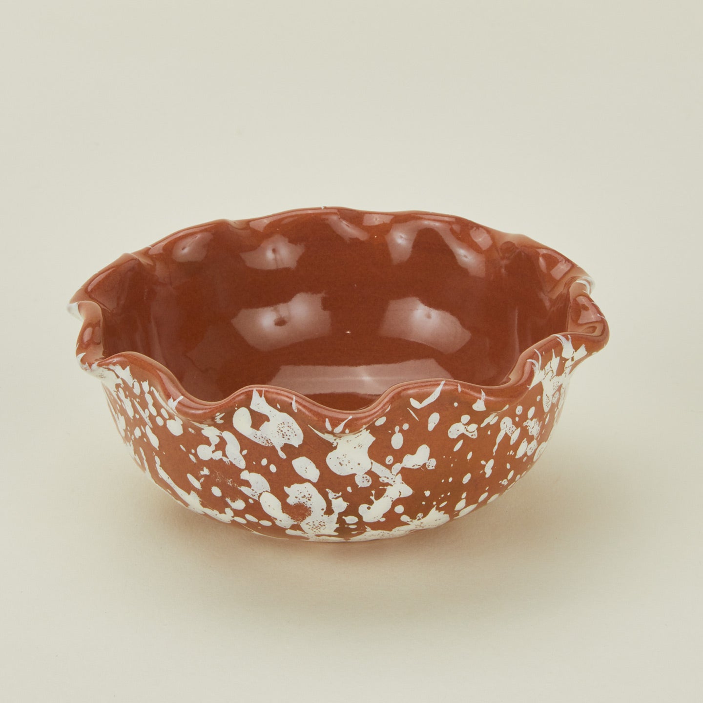 Splatter Scallop Bowl - Terracotta/Cream