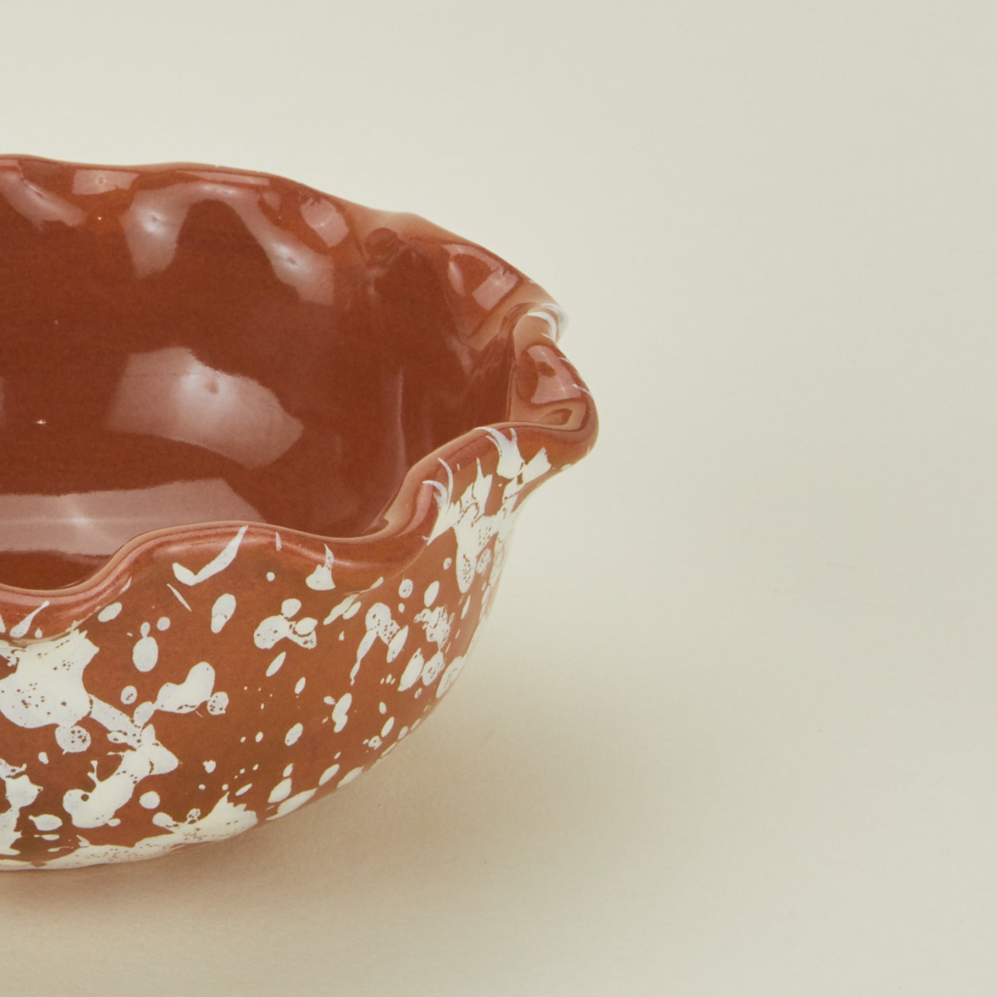 Splatter Scallop Bowl - Terracotta/Cream