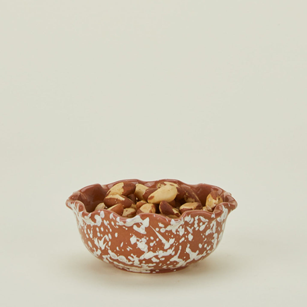 Splatter Scallop Bowl - Terracotta/Cream