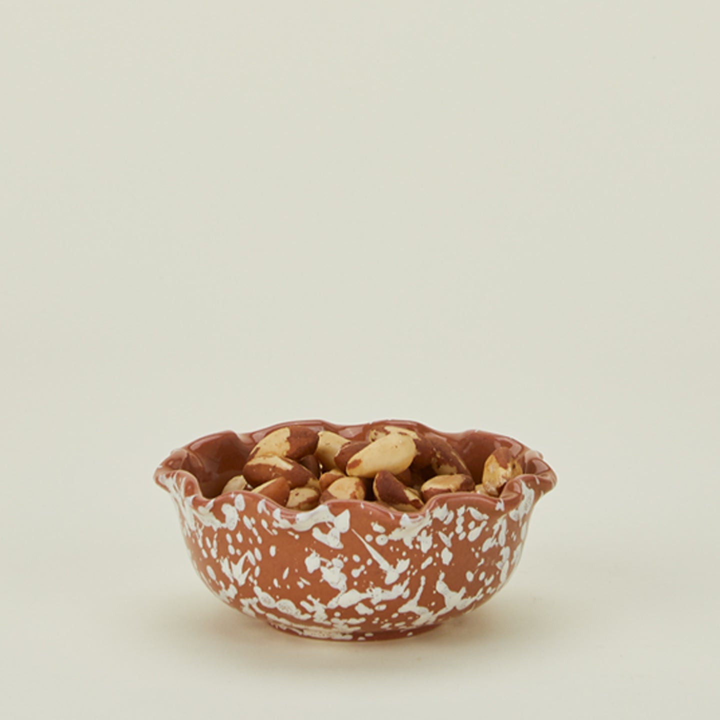 Splatter Scallop Bowl - Terracotta/Cream
