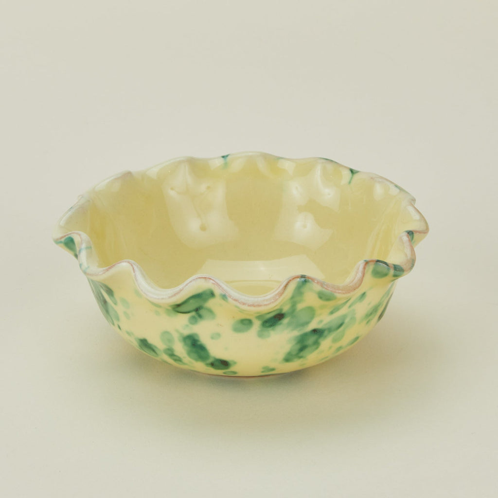 Splatter Scallop Bowl - Yellow/Green