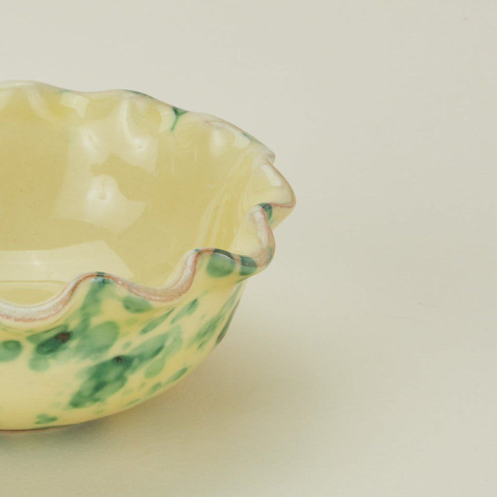 Splatter Scallop Bowl - Yellow/Green