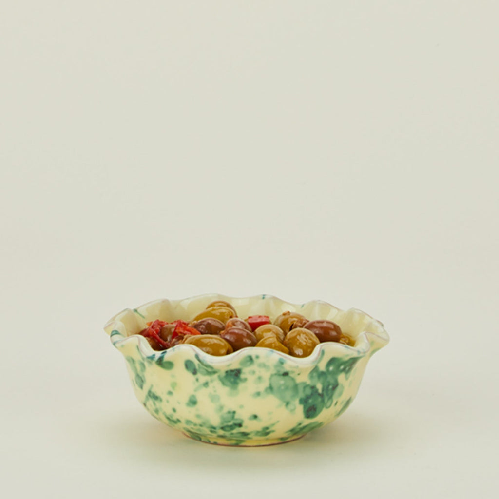 Splatter Scallop Bowl - Yellow/Green