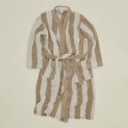 Simple Striped Terry Bathrobe - Ivory/Flax