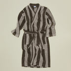 Simple Striped Terry Bathrobe - Light Grey/Dark Grey