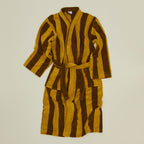 Simple Striped Terry Bathrobe - Mustard/Bronze