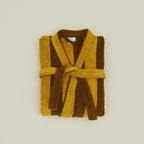 Simple Striped Terry Bathrobe - Mustard/Bronze
