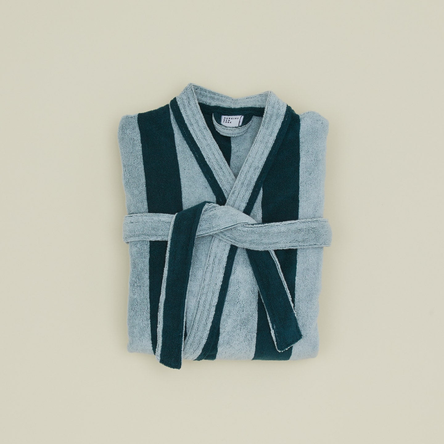 Simple Striped Terry Bathrobe - Sky/Peacock