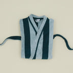 Simple Striped Terry Bathrobe - Sky/Peacock