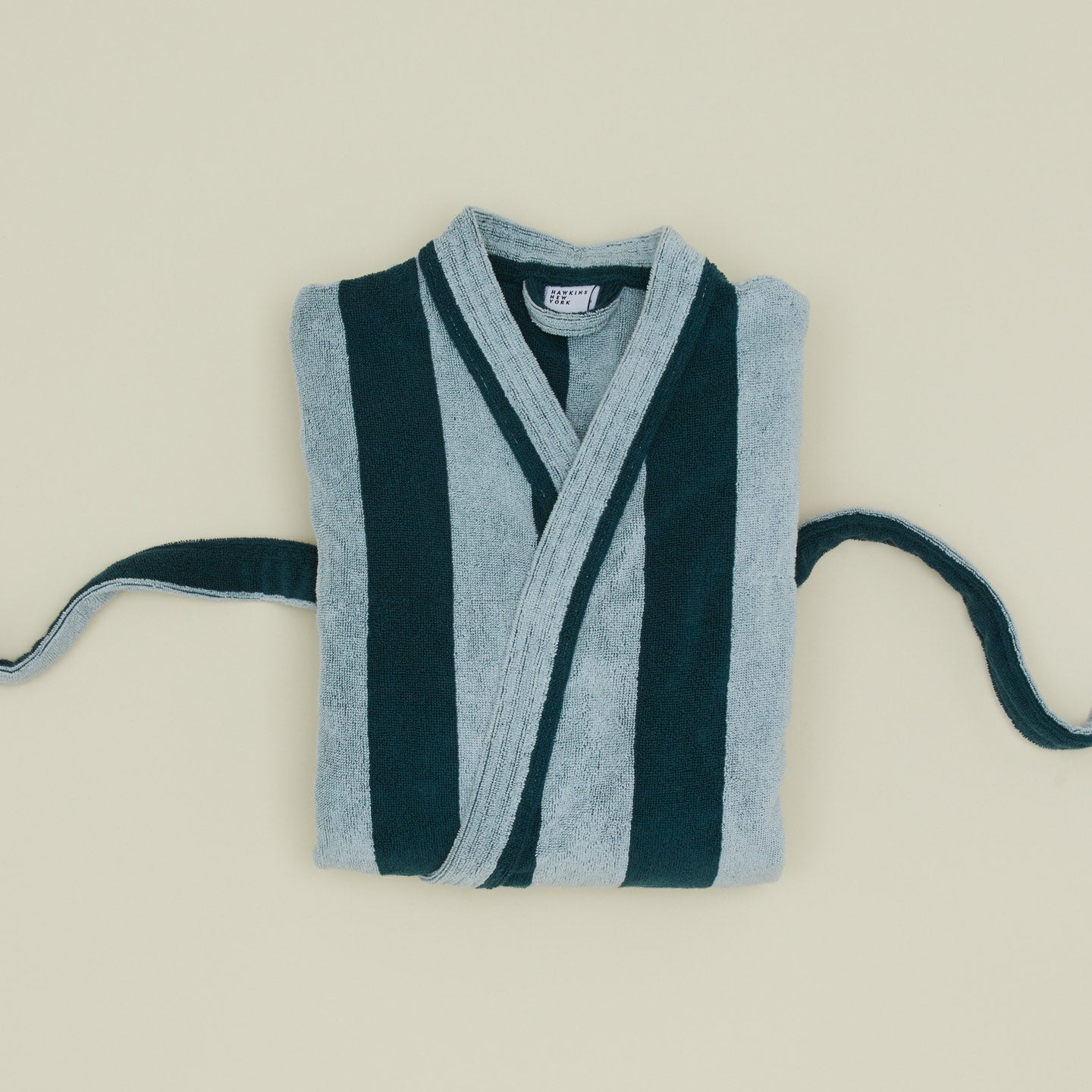Simple Striped Terry Bathrobe - Sky/Peacock