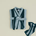 Simple Striped Terry Bathrobe - Sky/Peacock