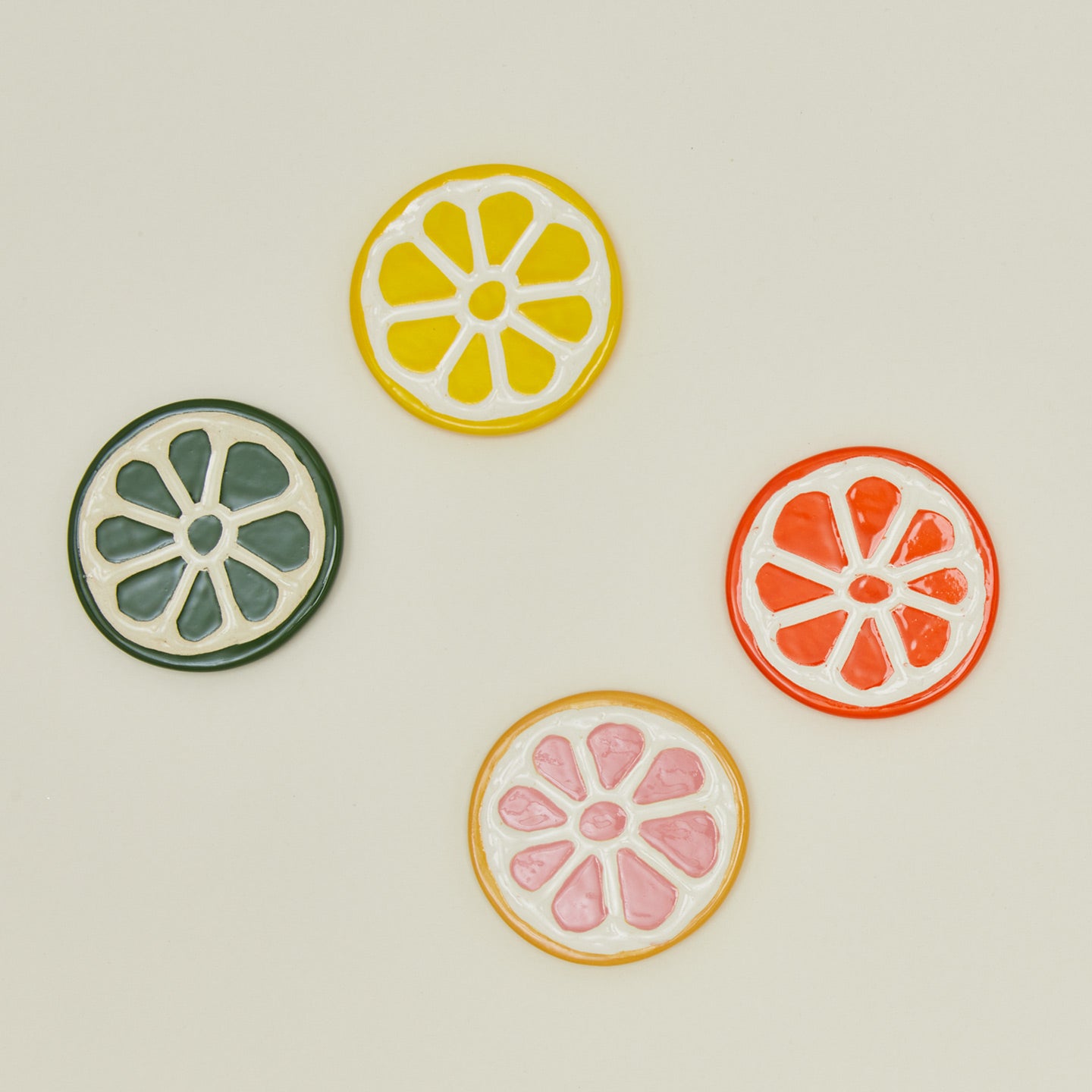 Citrus Ceramic Coasters, Set of 4