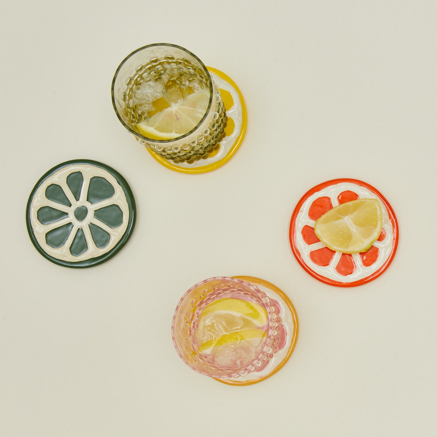 Citrus Ceramic Coasters, Set of 4