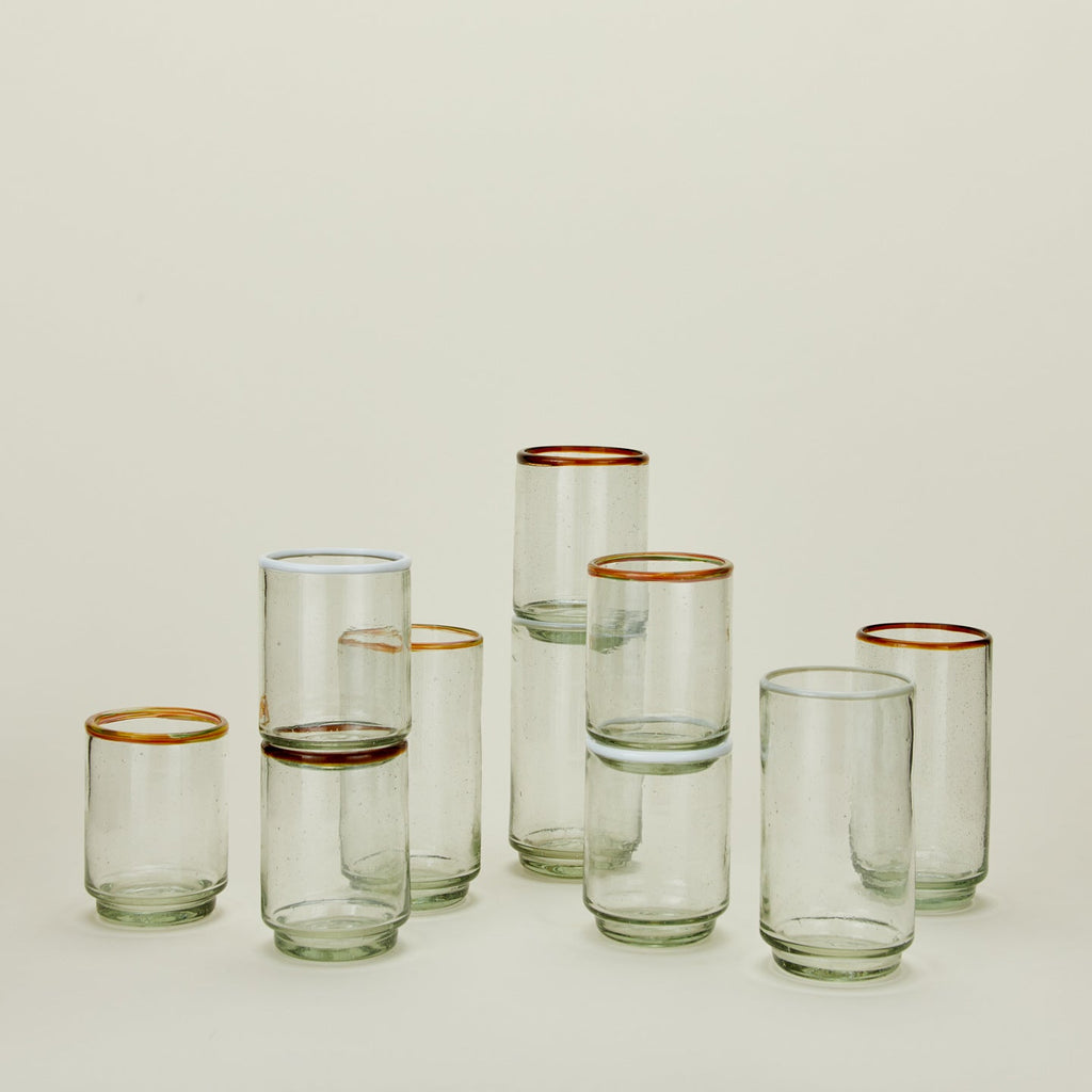 Color Rim Stacking Glass - White