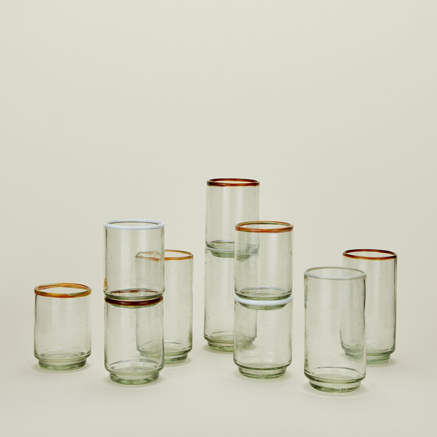 Color Rim Stacking Glass - White